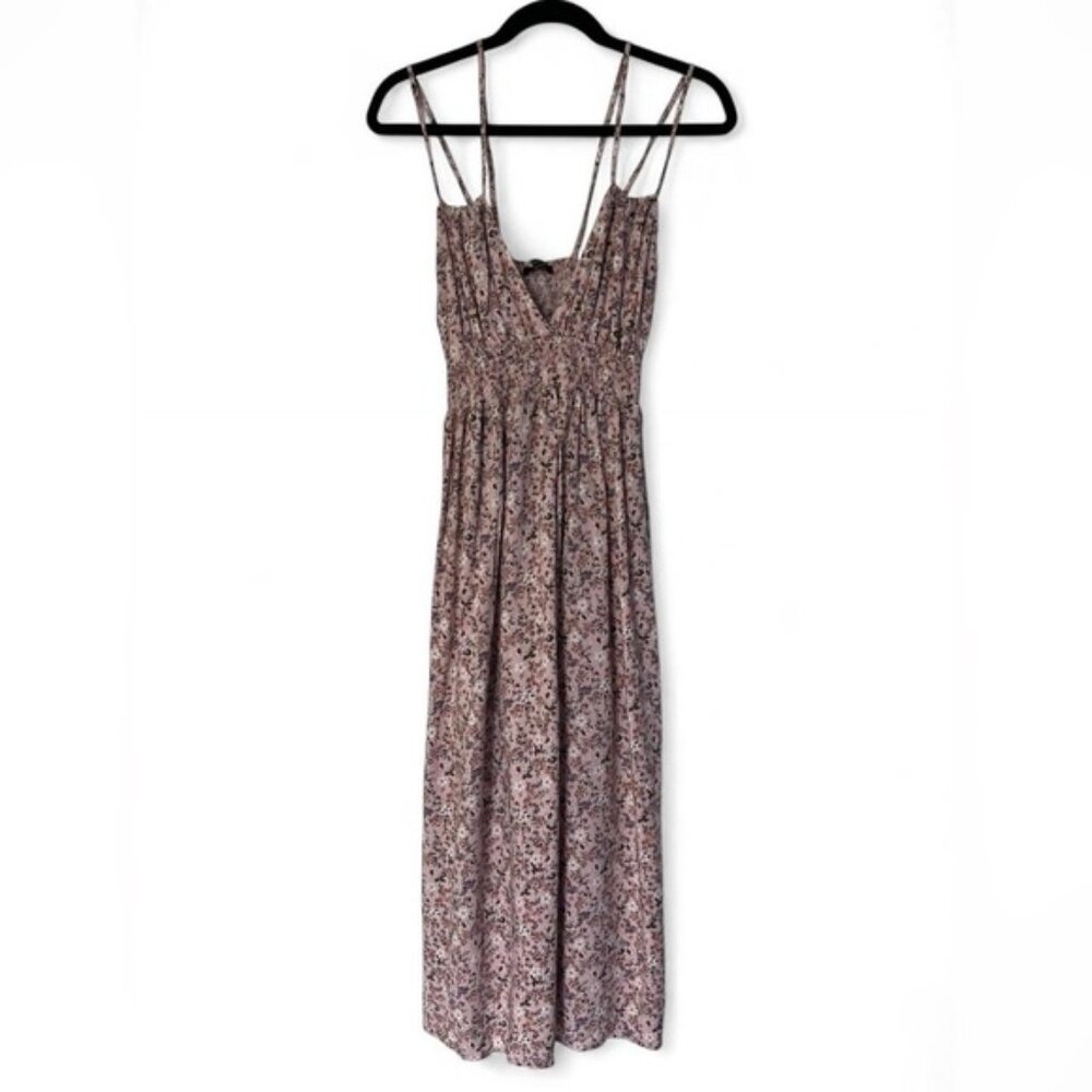 Floral Pink Maxi Dress Spaghetti Strap Sundress Size L